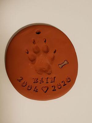 I opted to get the paw print mold with a hole at the top as a ornament keepsake and I'm glad I did.