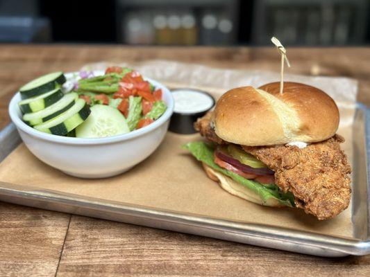 Chicken Sandwich with Half House Salad