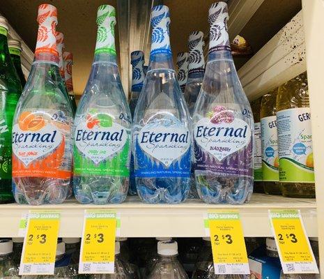 Eternal Sparkling here at Macey's!! Blood Orange, Cherry Lime, BlackBerry, Lemon, and Original. On Aisle 4 top shelf!!