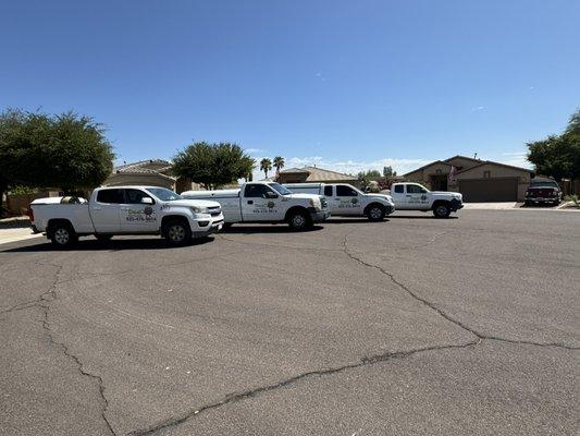 Our trucks. Currently we have 4 operating and a 5th(not shown) in case one goes down.