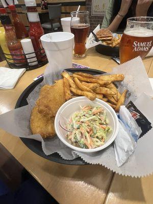 Fish and chips with slaw