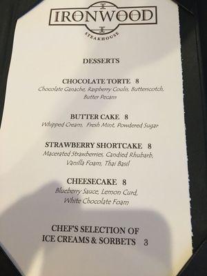 Desert menu hard to choose!