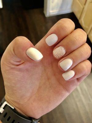 Powder color on natural nails