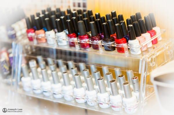 Nails & Co.'s large variety of gel polishes.