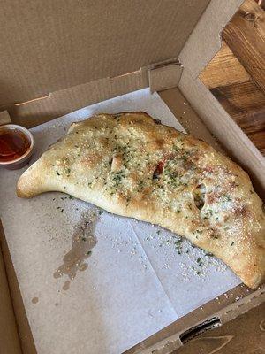 Calzone-sausage and pepperoni! Delicious