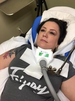 An actual patient of ours getting the new CoolSculpting® chin treatment!