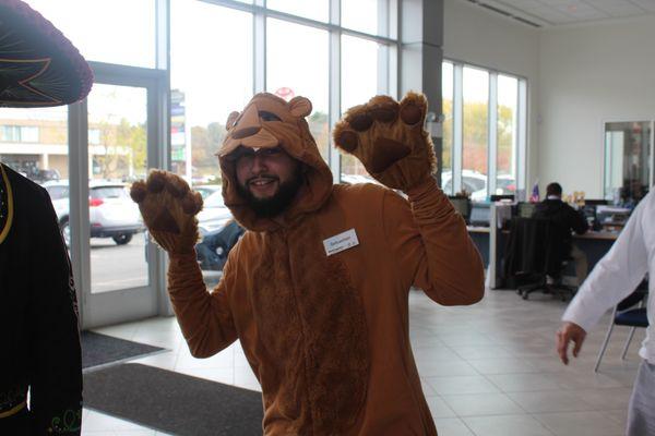 halloween costume party at Rockingham Honda!  this is Sebastian in sales!