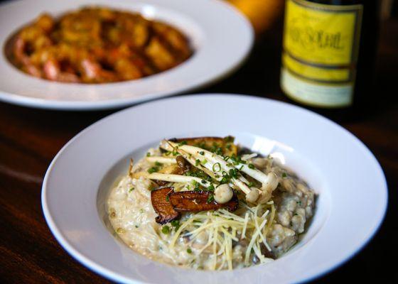 Wild Mushroom Risotto & Louisiana BBQ Shrimp Linguine