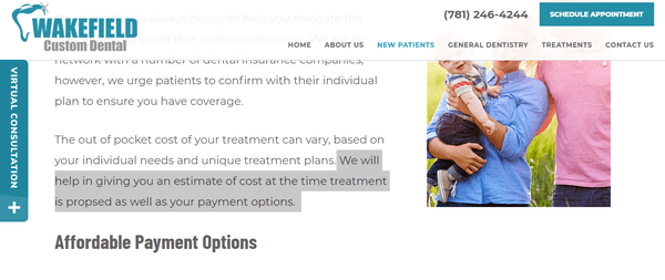 They sketchily changed it to say "We will help in giving you an estimate of cost at the time treatment is propsed"