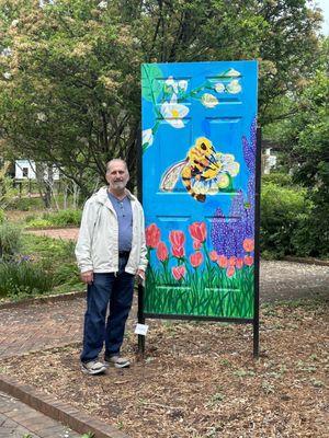 One of many Painted doors on display throughout the garden.