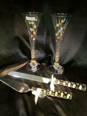 Wedding supplies, toasting sets- cake serving sets- attendant gifts all engraved free!