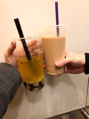 Left: Pawlion Fruit QQ Right: banana milk tea