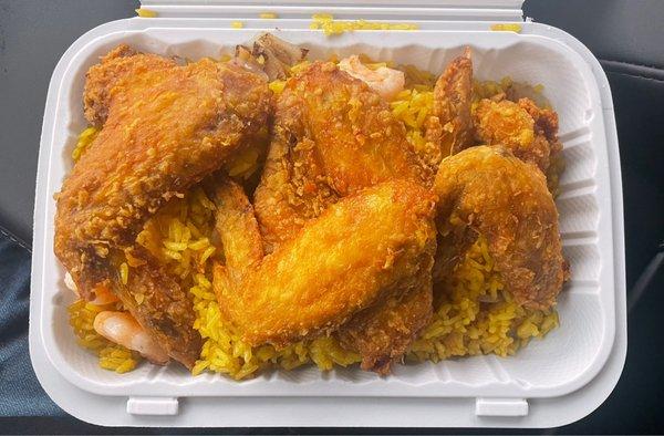 Shrimp Fried Rice with Fried Chicken Wings 4 pcs