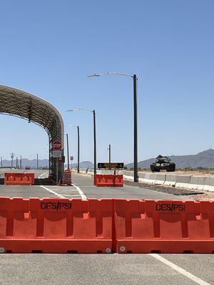 Blocked off section(s) - tank in background, delivering with Uver