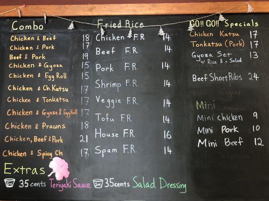 The menu board doesn't display all of the combo choices. There are a plethora of choices.