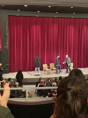 Setting up for the Q&A of "Spencer" (2021)