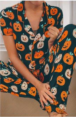 Adorable Pumpkin Patterned Pajama Set