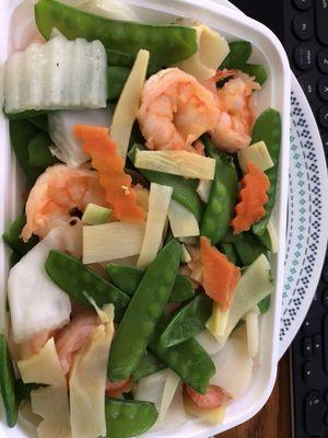 Steamed Shrimp and vegetables.