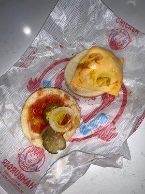 Jr. Cheeseburger Deluxe with no beef.