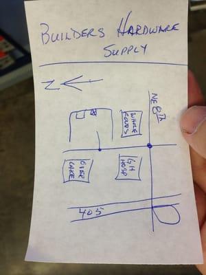 They didn't have the part I needed so Dick hand drew a map to another hardware supply store.  Seriously - amazing!