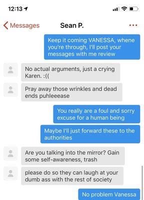 Private messages I received from Vanessa trying to be "Anonymous"