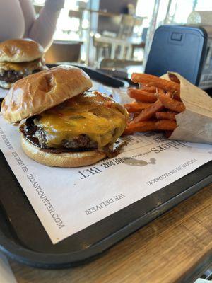 Glazed Burgerwith Sweet Potato Fries