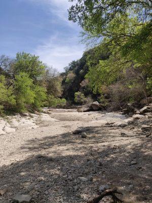 Trails run through some dry riverbeds. It's hard to find where the trail continues sometimes