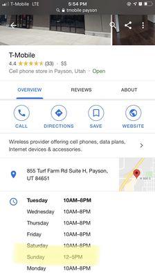 Wrong hours listed on google