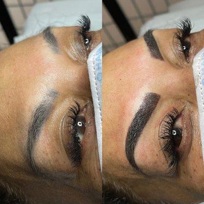 Eyebrow microblading before and after at Ellen's Spa