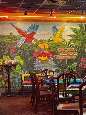 Wall mural with restaurant name