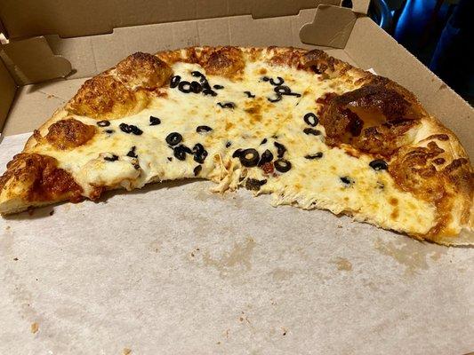 Pizza with black olives