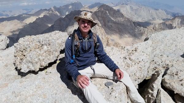 At the Mt Langley Summit. 14,042 Feet, Up Old Army & down New Army Pass. 23 miles.