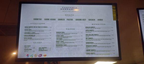 New updated Menu