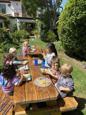 Lunchtime in the garden.