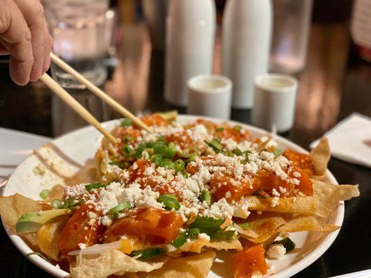 *Tuna Poke Nachos (we substituted the Tuna for Salmon instead. $1.00 up charge, WORTH IT!)