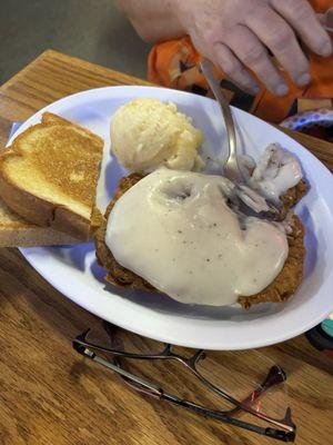 Chicken Fried Steak with Mashed Potatoes and gravy