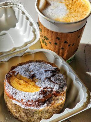 Toasted almond apple cake and brown sugar latte, the perfect ending to a great brunch.