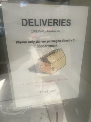 Front door message to FedEx, UPS and Amazon