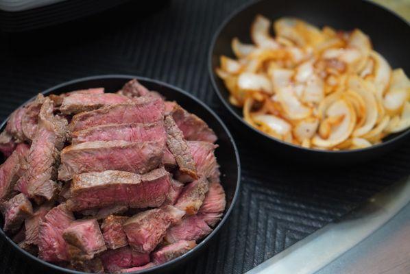 Dinner is served New York steaks I cooked and bought fR. Sams club) *11/6/23