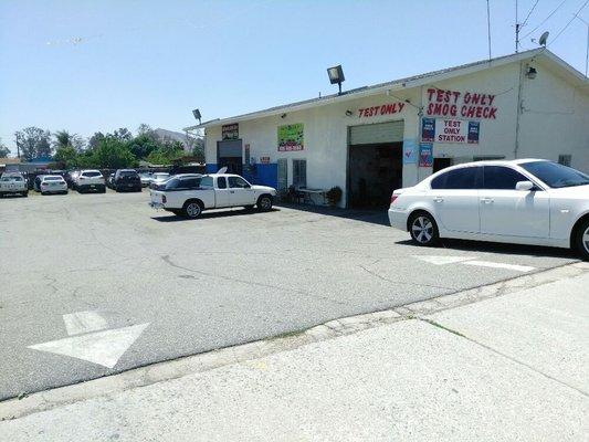 Smog test only station in side a used car lot