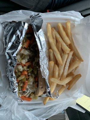 Italian Beef Sandwich and fries