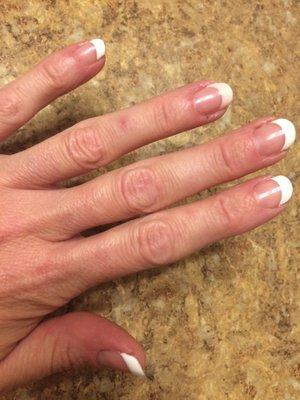 Gel French Mani, by tech named Tracy. Excellent job. Will post again if it chips sooner than 10 days.