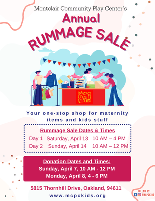 MCPC's Annual Rummage Sale - 4/13 & 4/14.