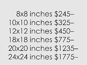 Estimate only. Final price is agreed upon before work begins. Deposit 50%. All prices exclude packing and shipping.