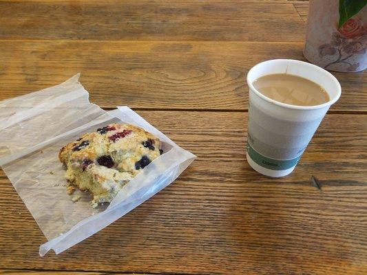 Fresh berry scone and coffee