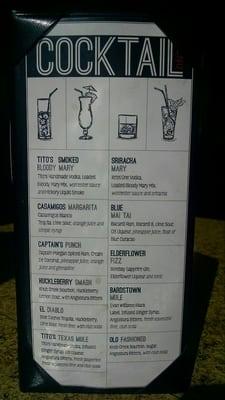 Cocktail menu