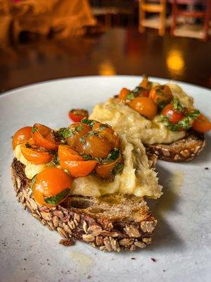 Whipped cod crostini