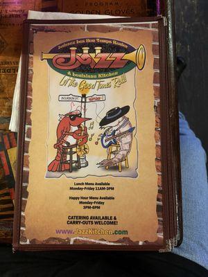 Front of menu