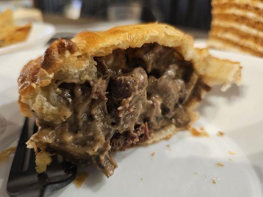 Tasty beef and mushroom pie made to order