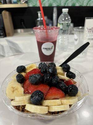 Beet Juice and Açaí Bowl